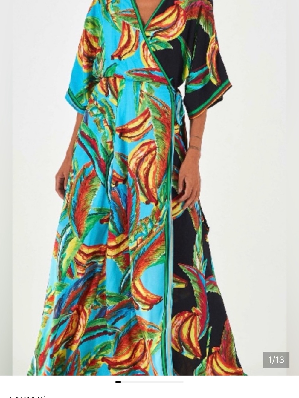 FARM Rio Tropical Wrap Maxi Dress in Turquoise, Black and Yellow